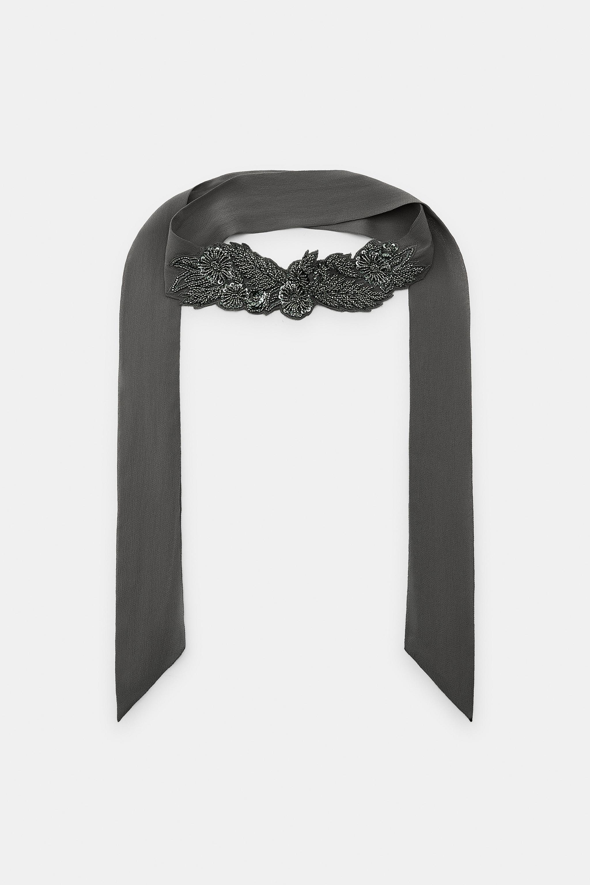 BEADED EMBROIDERED GEORGETTE BANDANA